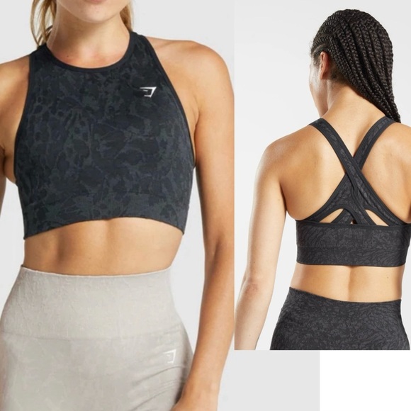 Gymshark Adapt Animal Seamless Sports Bra-Butterfly Black size M - Picture 1 of 9
